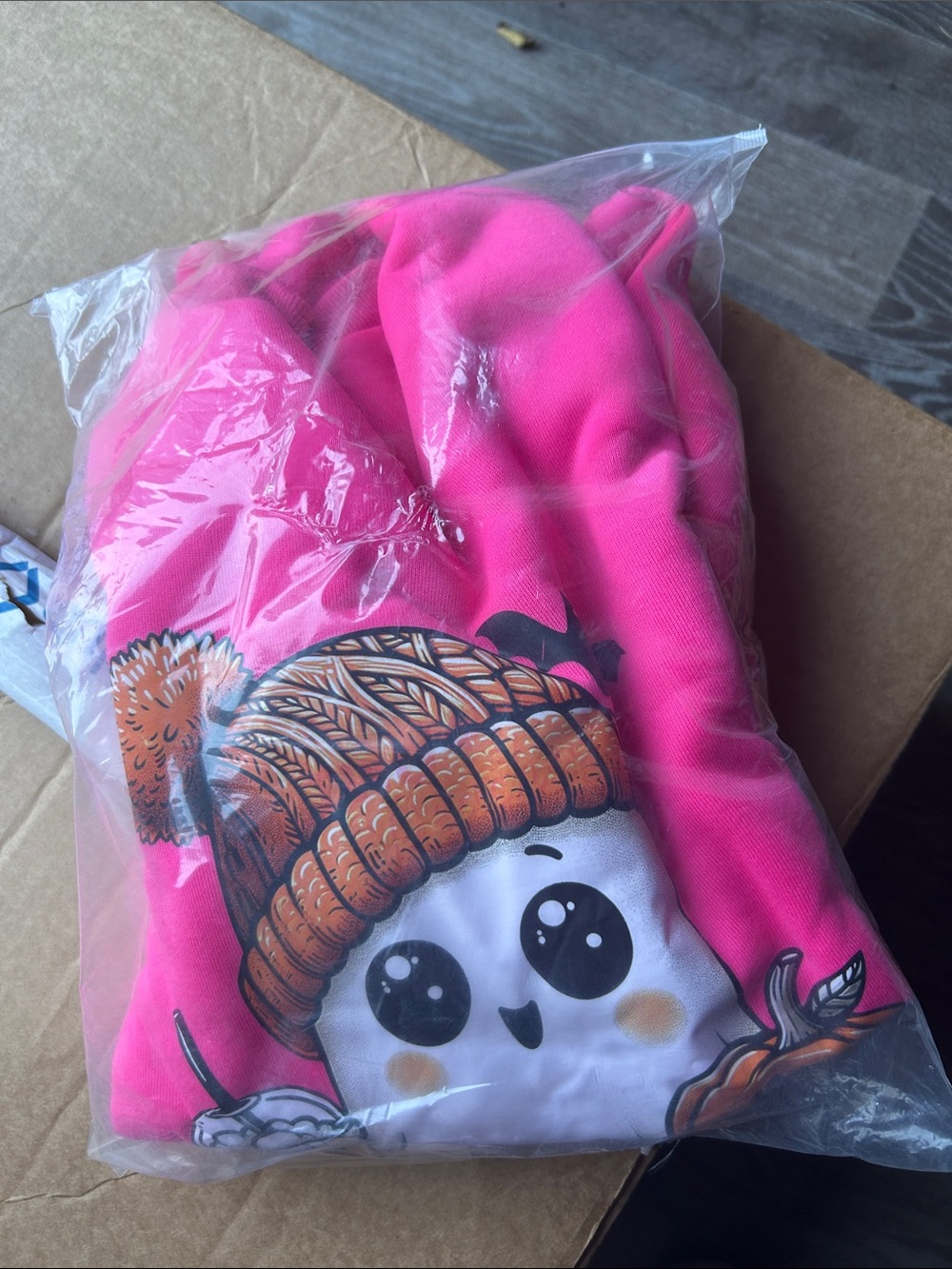 Ladies Pink Beanie Character Hoodie - Cute Winter Cartoon Design